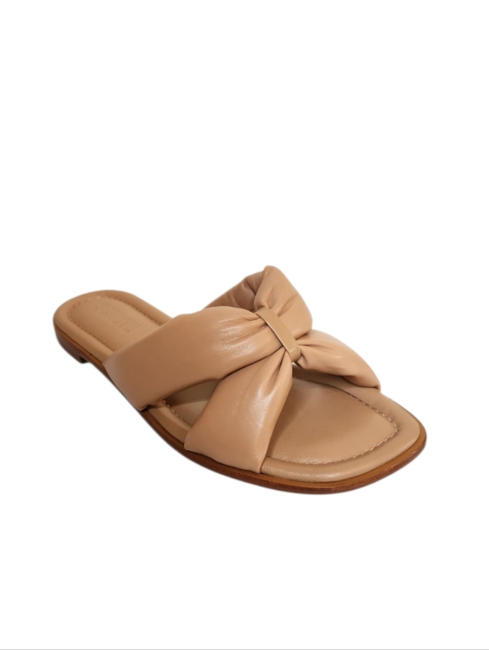 Schutz Fairy Leather Slide Sandals in Honey Beige Size 7.5B